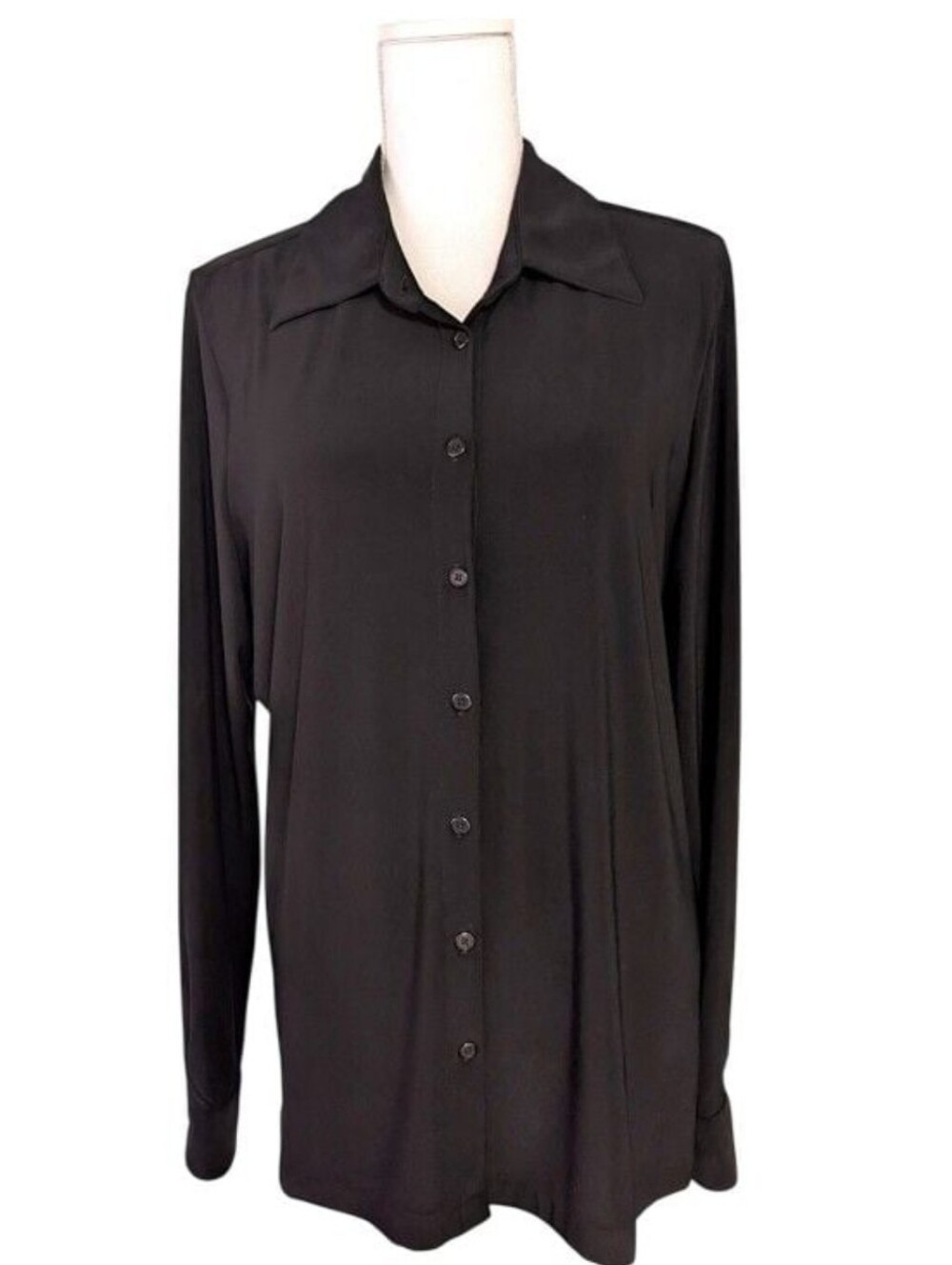 Norma Kamali Classic Black Button-Down Blouse